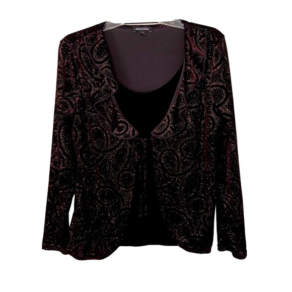 Notations Black Velvet With Red Paisley Top Whimsygoth Dark Romantic Witchy - Picture 1 of 13